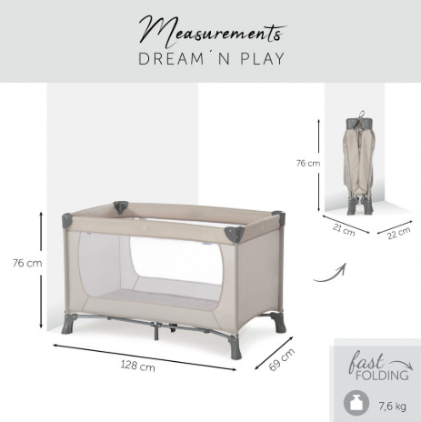 Łóżeczko turystyczne Hauck Dream N Play Beige Łóżeczko turystyczne Hauck Dream N Play Beige