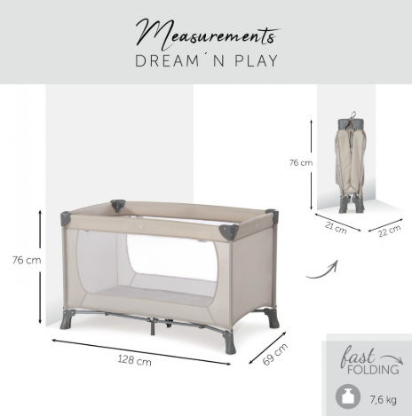 Łóżeczko turystyczne Hauck Dream N Play Beige Łóżeczko turystyczne Hauck Dream N Play Beige