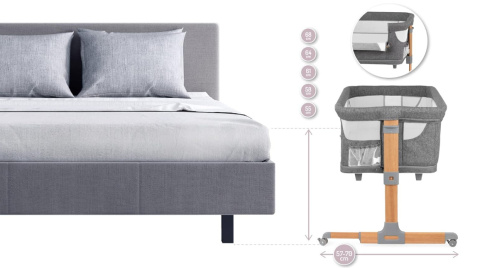 MoMi SMART BED – Łóżeczko 4w1, Szary, 55 x 95 cm MoMi SMART BED – Łóżeczko 4w1, Szary, 55 x 95 cm