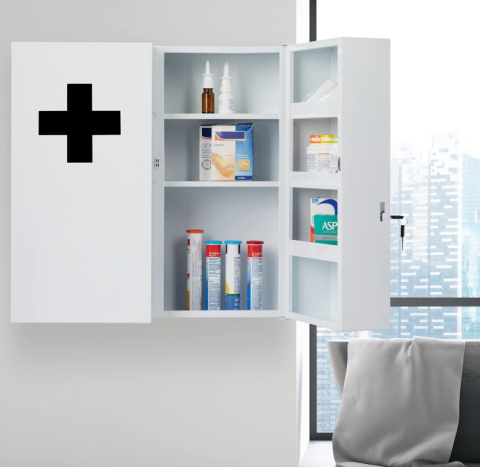 Relaxdays Szafka Medyczna XXL/ apteczka – zamykana, 11 przegródek Relaxdays Szafka Medyczna XXL/ apteczka – zamykana, 11 przegródek