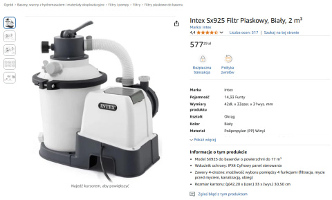 Intex SX925 Filtr Piaskowy, Biały, 2 m³ Intex SX925 Filtr Piaskowy, Biały, 2 m³