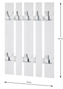 Haku-Möbel 14394 – Ściana szafy z 8 hakami, MDF, biały/stal nierdzewna, 9 x 65 x 100 cm Haku-Möbel 14394 – Ściana szafy z 8 hakami, MDF, biały/stal nierdzewna, 9 x 65 x 100 cm