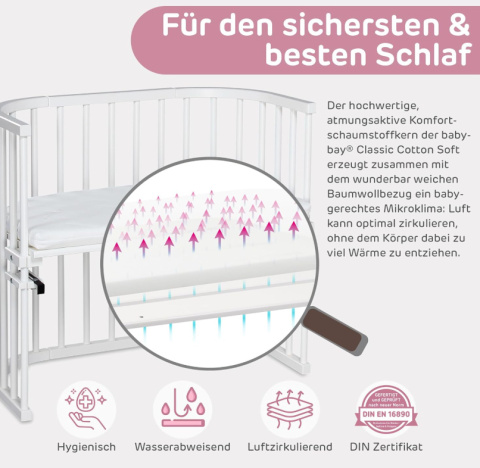 Babybay Oryginalne Łóżko Dostawiane z Litego Drewna Bukowego Babybay Oryginalne Łóżko Dostawiane z Litego Drewna Bukowego