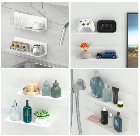 Toski Wall Shelf – zestaw 2 samoprzylepnych półek ściennych Toski Wall Shelf – zestaw 2 samoprzylepnych półek ściennych