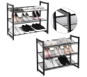 SONGMICS Regał na Buty Metalowy Czarny 3 Półki