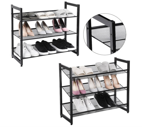 SONGMICS Regał na Buty Metalowy Czarny 3 Półki SONGMICS Regał na Buty Metalowy Czarny 3 Półki
