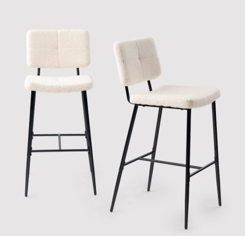 MEUBLE COSY hoker, krzesło barowe z oparciem i podnóżkiem, siedzisko 75 cm MEUBLE COSY hoker, krzesło barowe z oparciem i podnóżkiem, siedzisko 75 cm