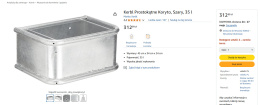 Kerbl Koryto Prostokątne, Pojemność 35L, Wysokiej Jakości, Szare, 45x34x24 cm