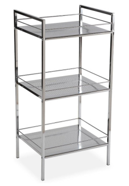 Versa Hannover – Szafka łazienkowa pomocnicza z 3 półkami, srebrna, 84 x 31 x 19 cm