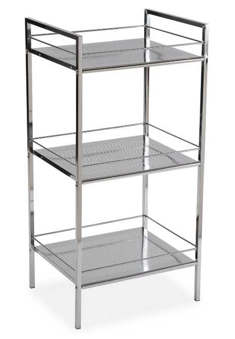 Versa Hannover – Szafka łazienkowa pomocnicza z 3 półkami, srebrna, 84 x 31 x 19 cm Versa Hannover – Szafka łazienkowa pomocnicza z 3 półkami, srebrna, 84 x 31 x 19 cm