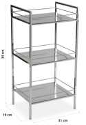 Versa Hannover – Szafka łazienkowa pomocnicza z 3 półkami, srebrna, 84 x 31 x 19 cm