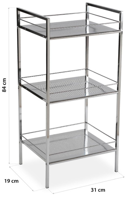 Versa Hannover – Szafka łazienkowa pomocnicza z 3 półkami, srebrna, 84 x 31 x 19 cm Versa Hannover – Szafka łazienkowa pomocnicza z 3 półkami, srebrna, 84 x 31 x 19 cm