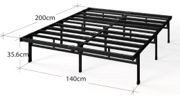 Zinus Justin – Metalowe łóżko 140 x 200 cm, czarne
