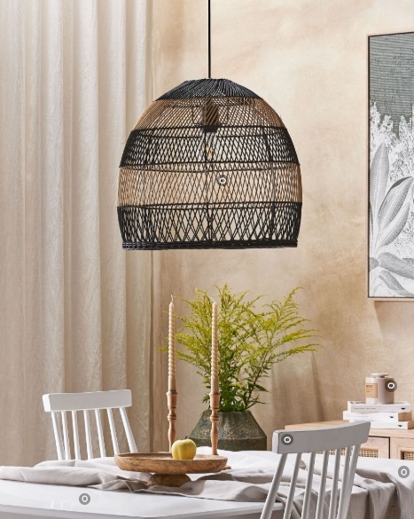 Beliani BUMI – lampa wisząca rattanowa naturalna boho 45 cm Beliani BUMI – lampa wisząca rattanowa naturalna boho 45 cm