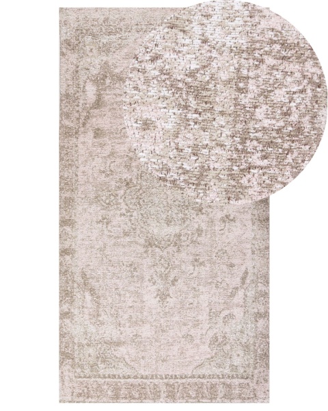 Dywan Bawełniany Beliani MATARIM 80 x 150 cm Różowy Postarzany Orientalny Dywan Bawełniany Beliani MATARIM 80 x 150 cm Różowy Postarzany Orientalny