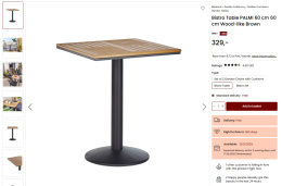 Stolik Bistro Beliani PALMI 60x60 cm Imitacja Drewna Brązowy Ogrodowy