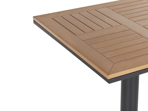 Stolik Bistro Beliani PALMI 60x60 cm Imitacja Drewna Brązowy Ogrodowy Stolik Bistro Beliani PALMI 60x60 cm Imitacja Drewna Brązowy Ogrodowy