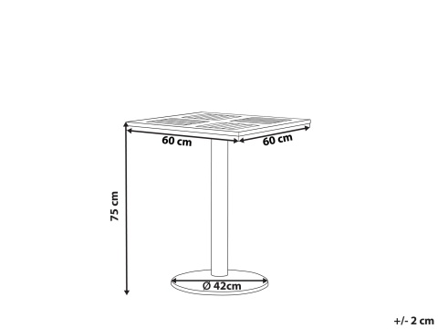 Stolik Bistro Beliani PALMI 60x60 cm Imitacja Drewna Brązowy Ogrodowy Stolik Bistro Beliani PALMI 60x60 cm Imitacja Drewna Brązowy Ogrodowy