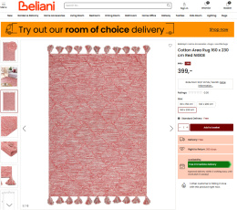 Dywan Bawełniany Beliani NIGDE 160 x 230 cm Czerwony z Frędzlami Etniczny