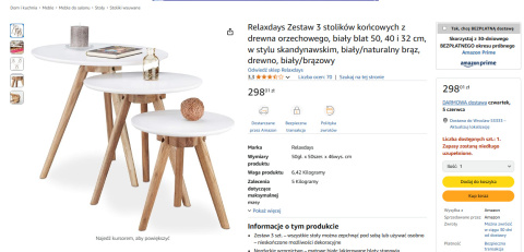 Relaxdays Zestaw 3 Stolików Końcowych Drewno Orzechowe Biały Blat Skandynawski Relaxdays Zestaw 3 Stolików Końcowych Drewno Orzechowe Biały Blat Skandynawski