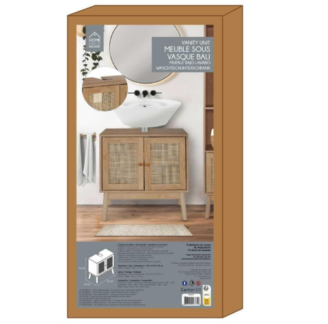 HOME DECO FACTORY Szafka Pod Umywalkę Bali Natural Crush 60 x 70 x 30 cm Brązowa HOME DECO FACTORY Szafka Pod Umywalkę Bali Natural Crush 60 x 70 x 30 cm Brązowa
