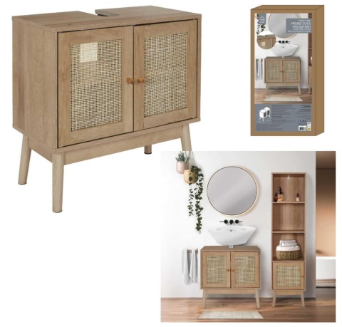 HOME DECO FACTORY Szafka Pod Umywalkę Bali Natural Crush 60 x 70 x 30 cm Brązowa HOME DECO FACTORY Szafka Pod Umywalkę Bali Natural Crush 60 x 70 x 30 cm Brązowa