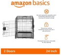 Amazon Basics Klatka dla Psów – Wytrzymała, Składana, Podwójne Drzwiczki, z Podstawką, 60,96 x 45,72 x 50,8 cm, Czarna