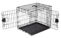 Amazon Basics Klatka dla Psów – Wytrzymała, Składana, Podwójne Drzwiczki, z Podstawką, 60,96 x 45,72 x 50,8 cm, Czarna