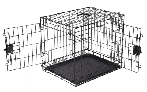 Amazon Basics Klatka dla Psów – Wytrzymała, Składana, Podwójne Drzwiczki, z Podstawką, 60,96 x 45,72 x 50,8 cm, Czarna Amazon Basics Klatka dla Psów – Wytrzymała, Składana, Podwójne Drzwiczki, z Podstawką, 60,96 x 45,72 x 50,8 cm, Czarna