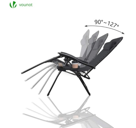 Leżak VOUNOT Fotel do Leżenia ze Zdejmowanym Uchwytem na Napoje – Ergonomiczny, Składany, Czarny Leżak VOUNOT Fotel do Leżenia ze Zdejmowanym Uchwytem na Napoje – Ergonomiczny, Składany, Czarny