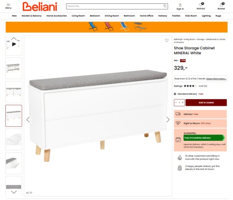 Szafka pufa na buty Beliani Mineral Szafka pufa na buty Beliani Mineral