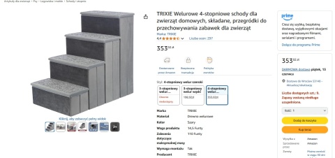 TRIXIE Welurowe 4-stopniowe Schody dla Zwierząt Domowych – Składane schodki z Przegródkami do Przechowywania Zabawek TRIXIE Welurowe 4-stopniowe Schody dla Zwierząt Domowych – Składane schodki z Przegródkami do Przechowywania Zabawek
