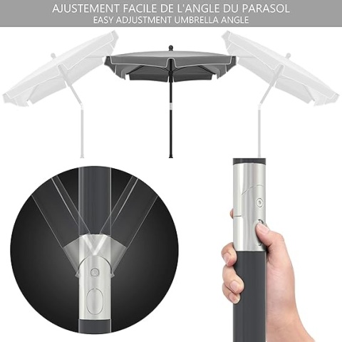 VOUNOT Prostokątny Parasol Ogrodowy / Balkonowy 200x125 cm, Pochylany VOUNOT Prostokątny Parasol Ogrodowy / Balkonowy 200x125 cm, Pochylany
