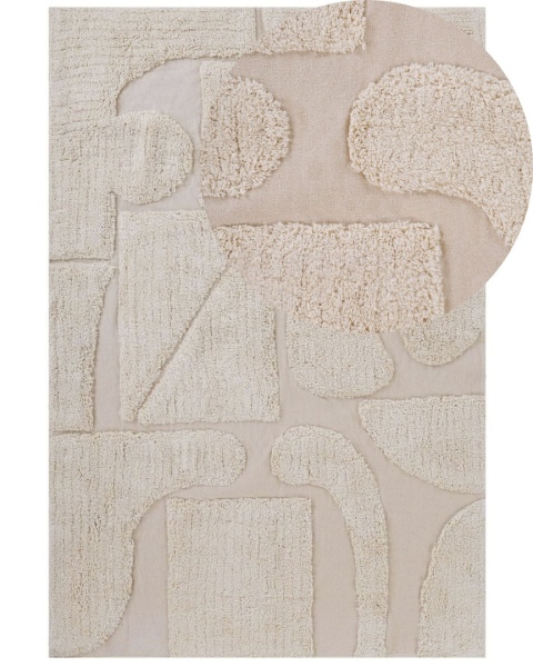 Beliani Dywan DIYADIN Beżowy 160 x 230 cm Bawełniany Abstrakcyjny