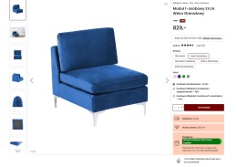 Beliani Moduł 1-osobowy EVJA Granatowy Welur FX