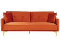 Beliani Sofa Rozkładana Beliani LUCAN Pomarańczowy Welur 3-osobowa
