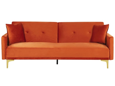 Beliani Sofa Rozkładana Beliani LUCAN Pomarańczowy Welur 3-osobowa Beliani Sofa Rozkładana Beliani LUCAN Pomarańczowy Welur 3-osobowa