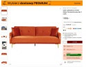 Beliani Sofa Rozkładana Beliani LUCAN Pomarańczowy Welur 3-osobowa