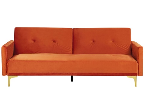 Beliani Sofa Rozkładana Beliani LUCAN Pomarańczowy Welur 3-osobowa Beliani Sofa Rozkładana Beliani LUCAN Pomarańczowy Welur 3-osobowa
