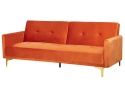 Beliani Sofa Rozkładana Beliani LUCAN Pomarańczowy Welur 3-osobowa