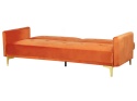 Beliani Sofa Rozkładana Beliani LUCAN Pomarańczowy Welur 3-osobowa