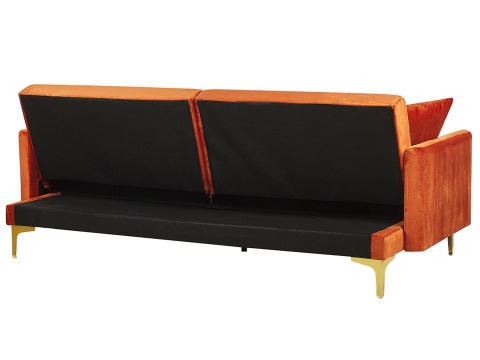 Beliani Sofa Rozkładana Beliani LUCAN Pomarańczowy Welur 3-osobowa Beliani Sofa Rozkładana Beliani LUCAN Pomarańczowy Welur 3-osobowa