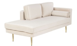 Beliani Szezlong Prawostronny beliani MIRAMAS Beżowy Welur sofa