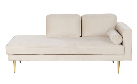 Beliani Szezlong Prawostronny beliani MIRAMAS Beżowy Welur sofa Beliani Szezlong Prawostronny beliani MIRAMAS Beżowy Welur sofa
