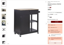 Beliani Wózek Kuchenny TRAPANI Czarny z Blatem i Schowkami