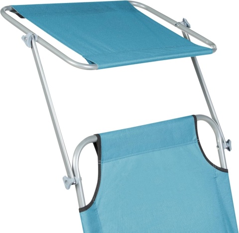 Leżak ogrodowy składany FOLIGNO z daszkiem – turkusowy | Beliani Leżak ogrodowy składany FOLIGNO z daszkiem – turkusowy | Beliani