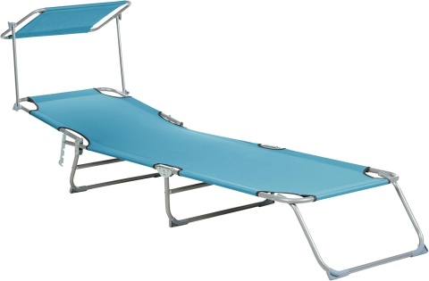 Leżak ogrodowy składany FOLIGNO z daszkiem – turkusowy | Beliani Leżak ogrodowy składany FOLIGNO z daszkiem – turkusowy | Beliani
