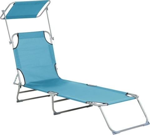 Leżak ogrodowy składany FOLIGNO z daszkiem – turkusowy | Beliani Leżak ogrodowy składany FOLIGNO z daszkiem – turkusowy | Beliani