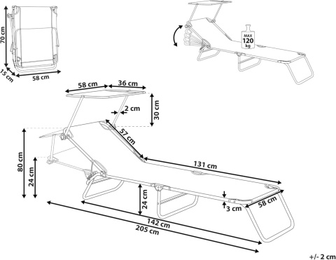 Leżak ogrodowy składany FOLIGNO z daszkiem – turkusowy | Beliani Leżak ogrodowy składany FOLIGNO z daszkiem – turkusowy | Beliani
