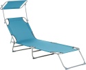 Leżak ogrodowy składany FOLIGNO z daszkiem – turkusowy | Beliani